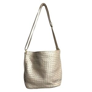 Woven Leather Shoulder Bag Gold Crossbody Ganson San Francisco Purse